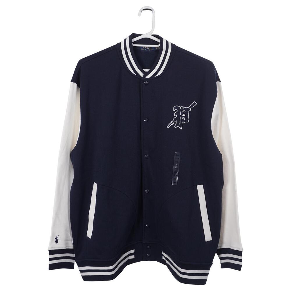 NWOT Polo Ralph Lauren Varsity Jacket 2XB Navy Blue Snap Letterman Baseball
